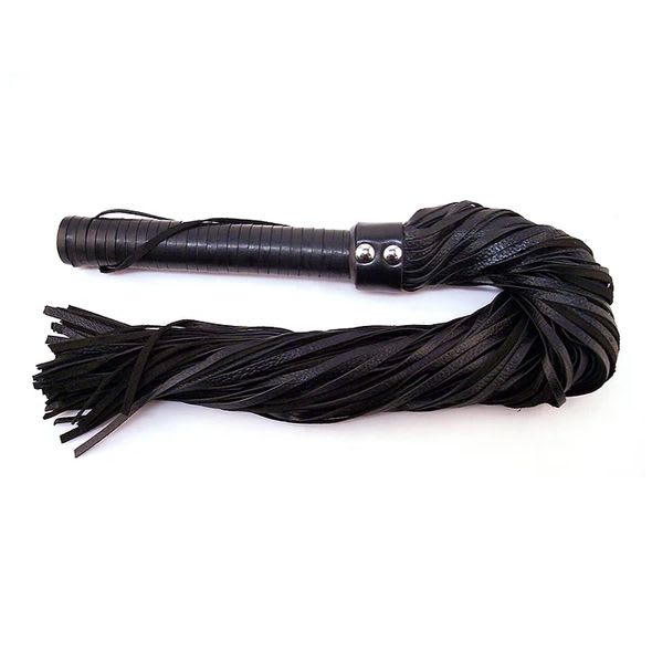 Flogger With Leather Handle & Stripes Black - Image 2