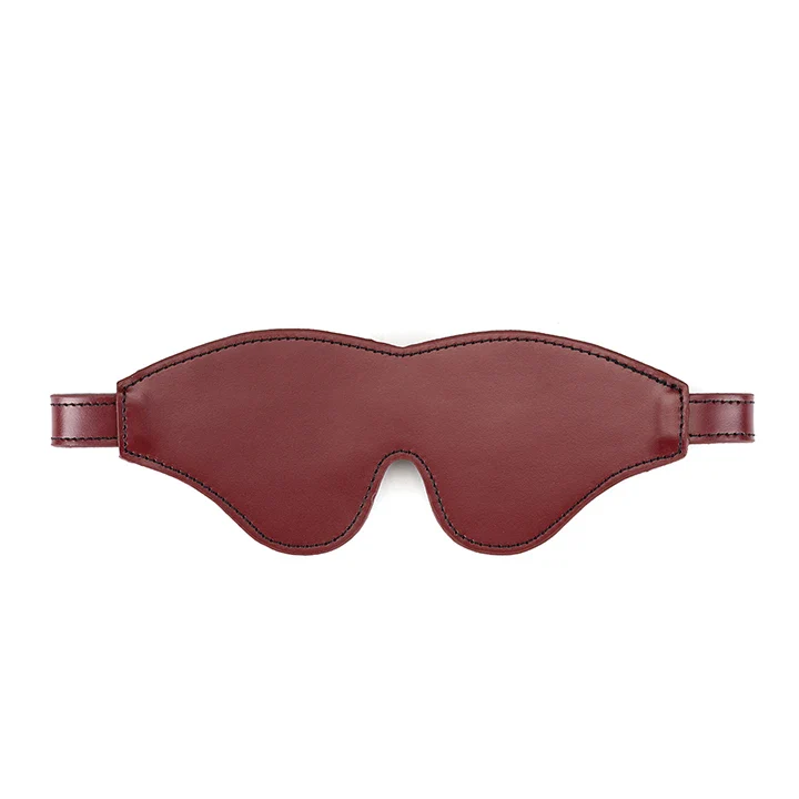 Wine Red - Leather Blindfold with Rose Gold Buckle - Image 4