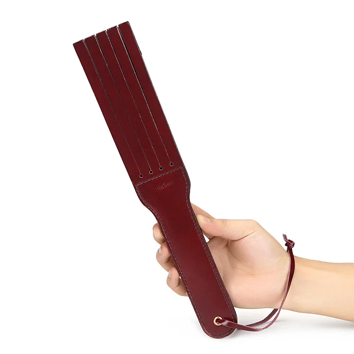 Wine Red - Leather Split Tawse Paddle - Image 2